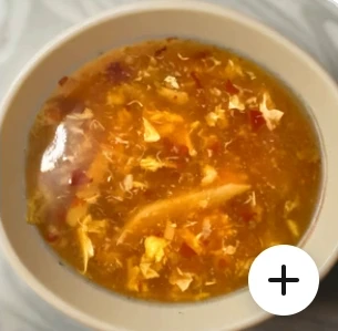 A bowl of Golden Harvest hot and sour soup
